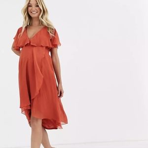 ASOS NWT Maternity cape back dipped hem midi dress